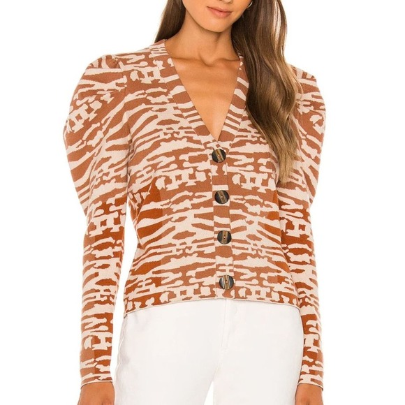 New‎ Ulla Johnson Puff Sleeve Wool Rhea Cardigan Large - Picture 1 of 7